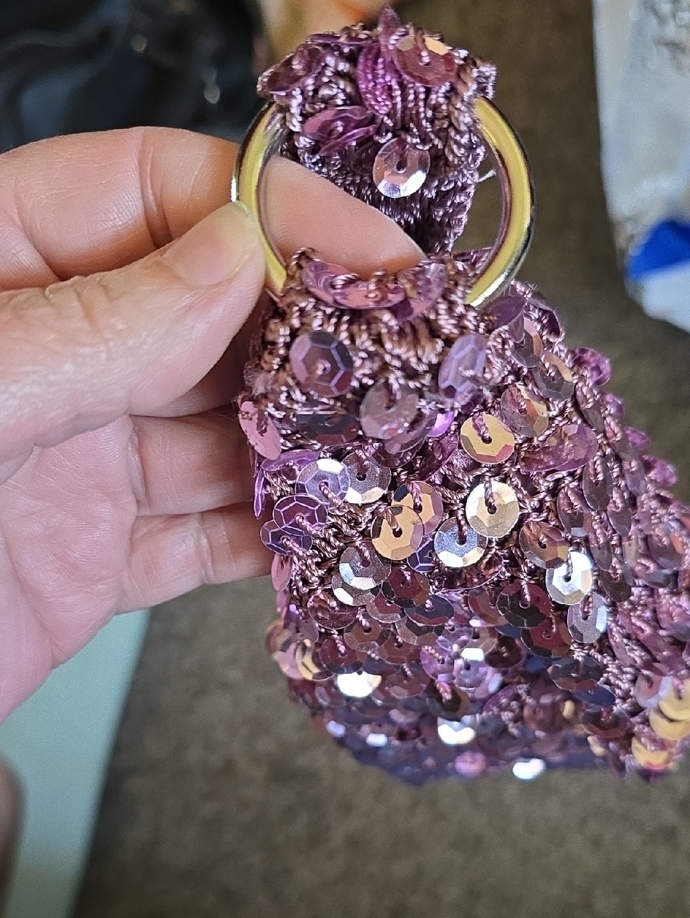 Sequined Mini Shoulder Bag in Light Pink - Picture 5 of 6